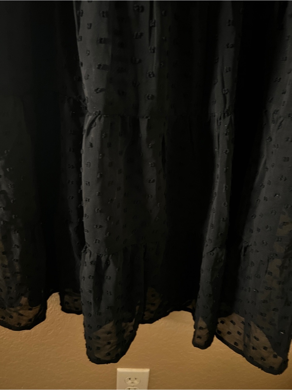 Trixxi Black Dress Swiss Dot Long Sleeve Tiered Midi Size XL NWT - Picture 10 of 10